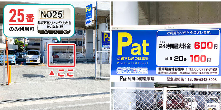 駐車場の場所と駐車位置